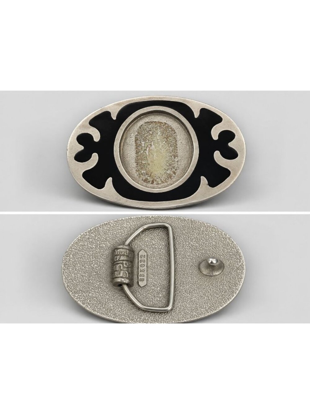 Vintage Bergamot Brass Works BB3012 Oval Belt Buckle Missing Center Cabochon